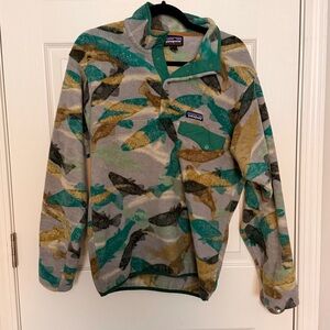 Patagonia Teal and Gold Patterned Fleece